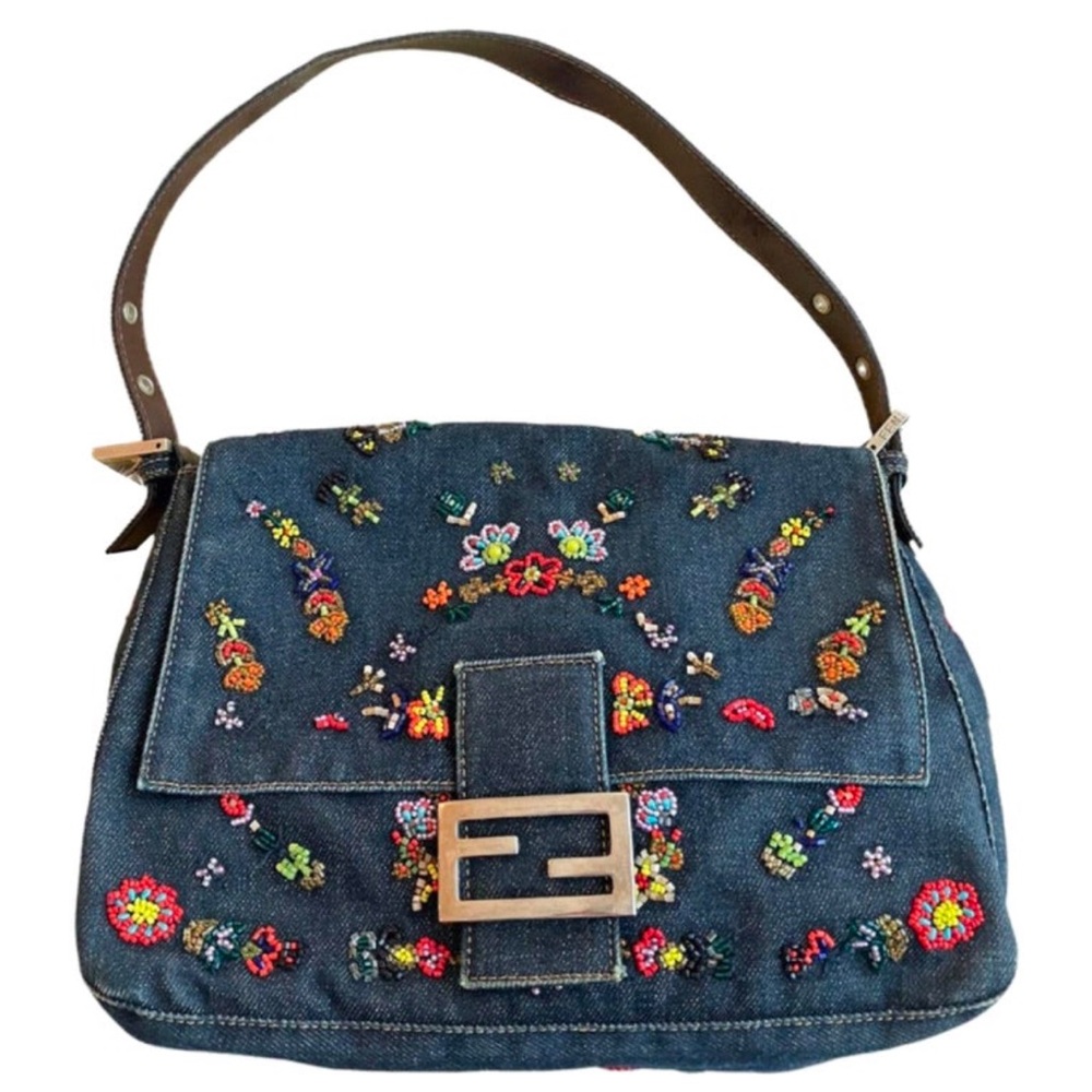 FENDI Mamma Baguette, Beaded Denim